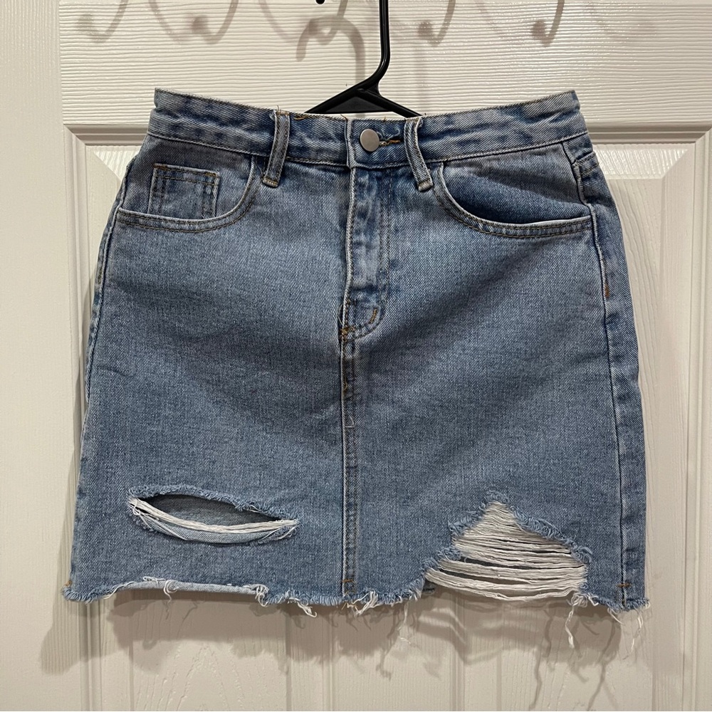 Shein Raw Hem Faded Mini Skirt